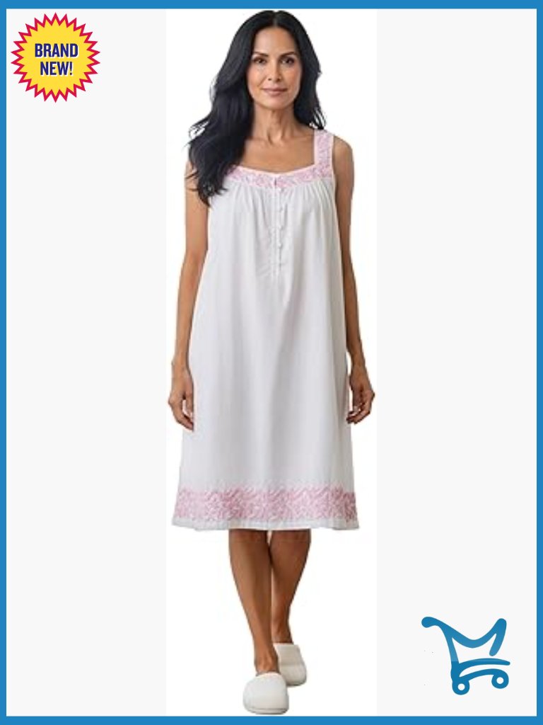 Cotton Embroidered Chemise With Buttons, Machine Wash, Side Pocket